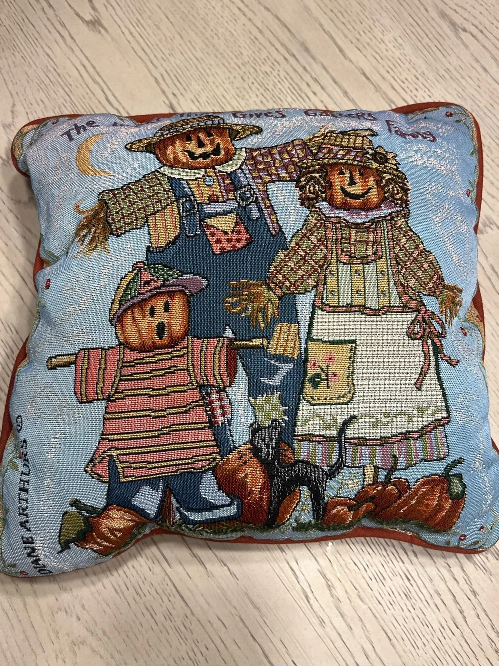 Halloween Scarecrow Family Halloween Fall pillow Tapestry 17”x17”
